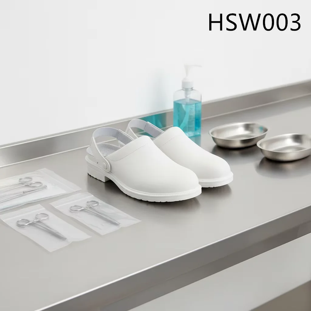 LXG, operationsstue med stålfodindsats, neutral ESD-doktor sikkerhedsslippers, medicinsk linje, nemme at bære arbejdssko i hvid/sort farve HSW003