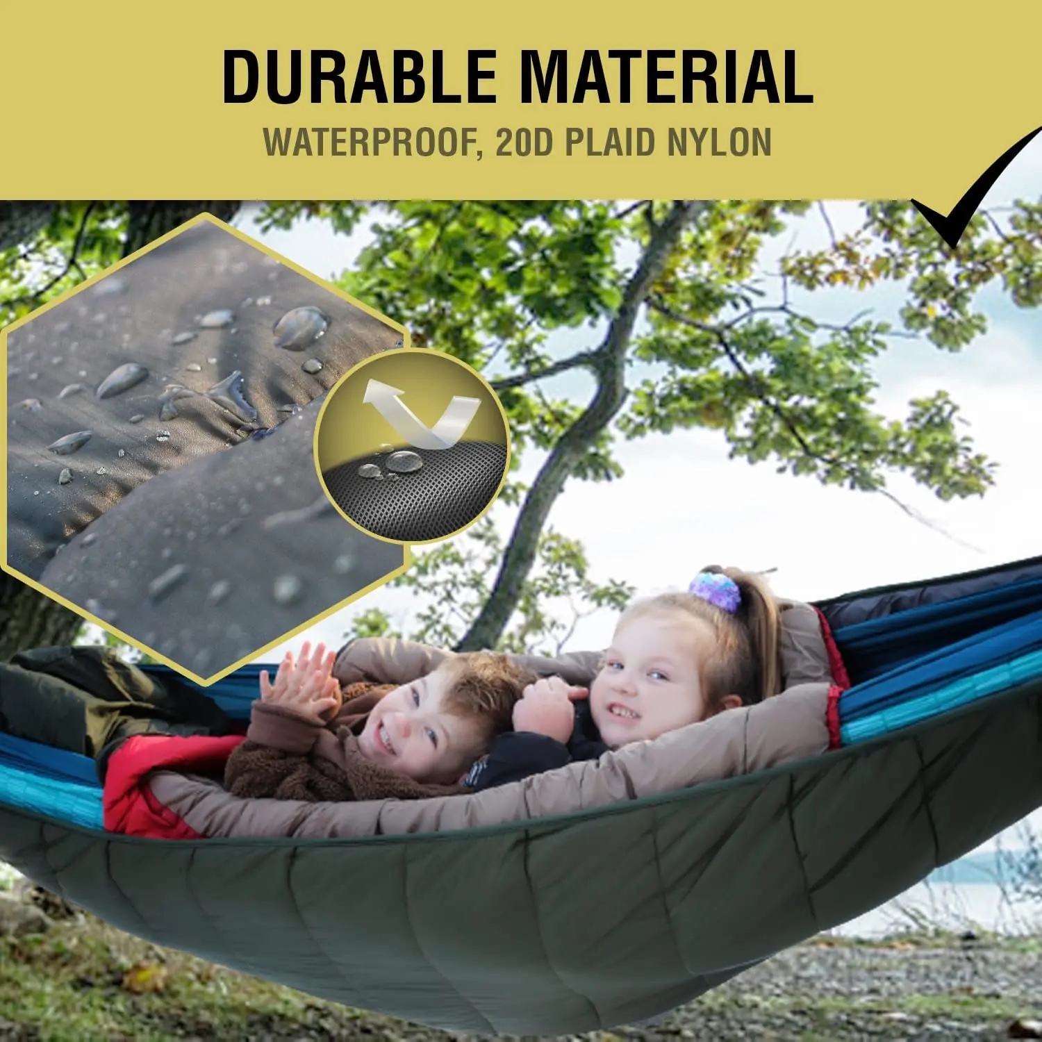 Woqi Portable Ultralight Double Hammock Underquilt Sleeping Bag Hollow  Cotton for Winter Camping Hiking
