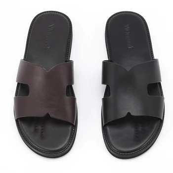 2025 Elegant Men’s Calf Leather Non-slip Slippers.