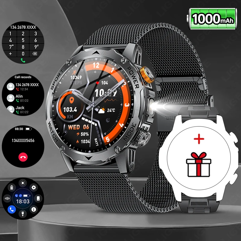 C - Preto - Aço Mesh + pulseira de presente