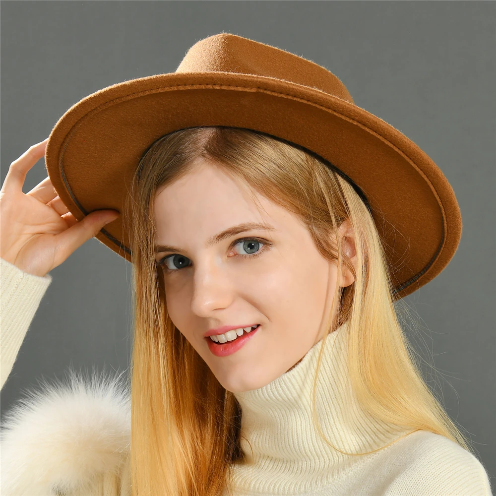 New Arrival Wide Brim Fedora Hats High Quality Floppy Wool Felt Panama