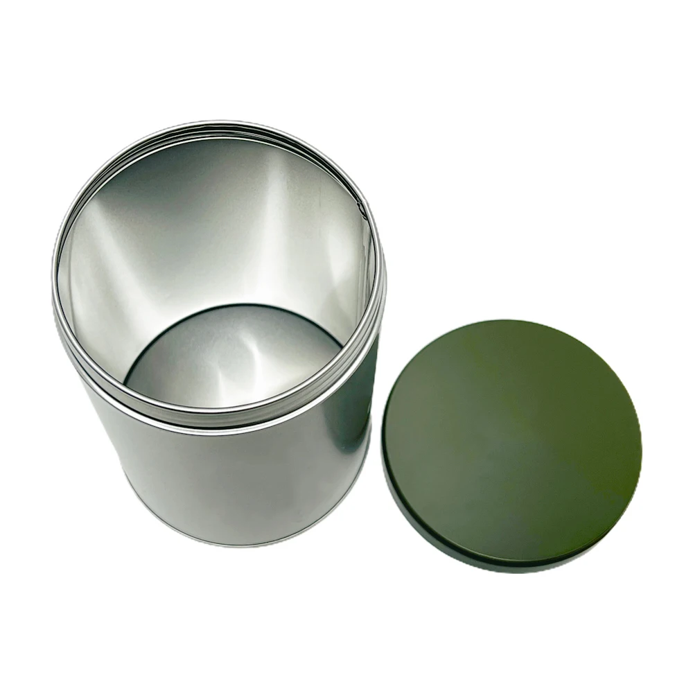 Factory Custom Printing Tin Storage Container Cylinder Metal Box Empty Blank Screw Lid Aluminum Can for Food Packaging