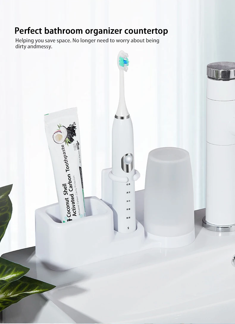 Bathroom Toothbrush Holder Electric Toothbrush Holder Organizer Countertop Toothpaste Storage