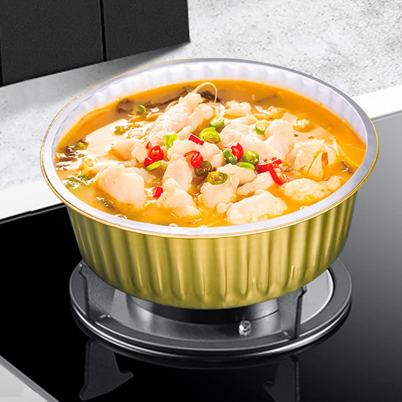 product round 180mm 1700ml custom aluminum foil food container 7inch 57oz full size tray lid foil containers with lid-7