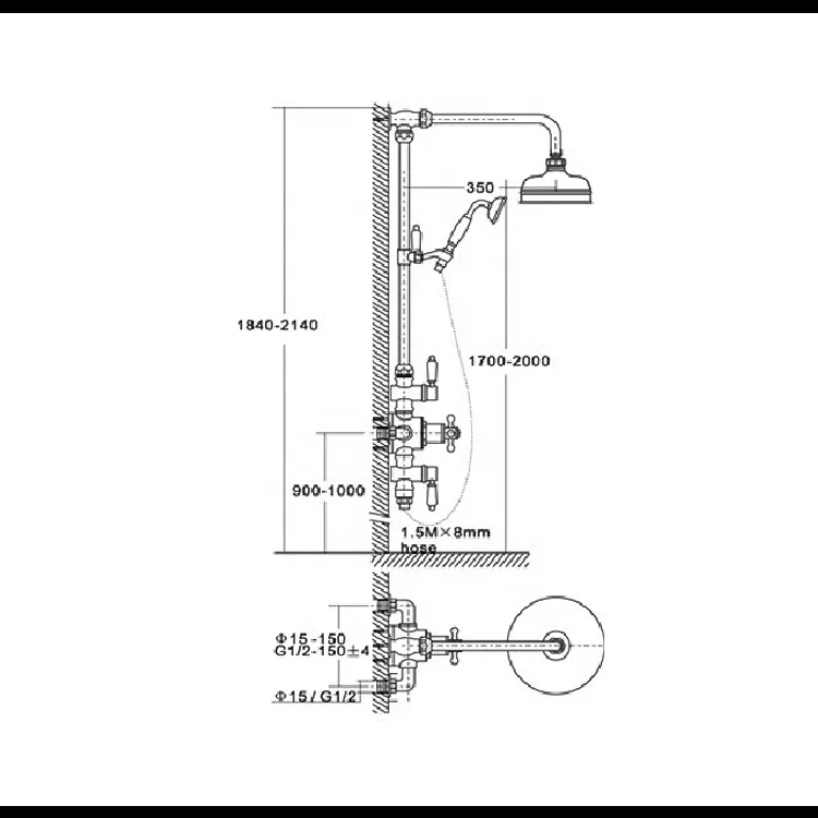 Traditional Brass Dual Function Exposed Thermostatic Shower System factory