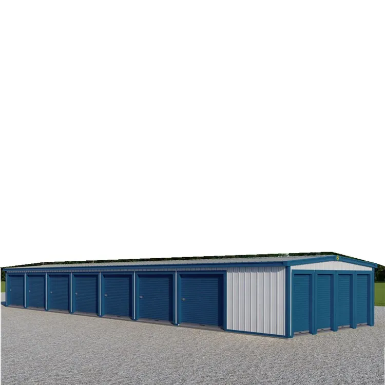 Industrial Design Style New Low-Cost Quick Build Prefab Steel Structure for Workshop Garage Shed & Inside Self Storage Units