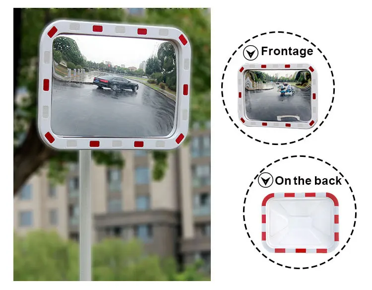 100cm Polycarbonate Acrylic Black White Surface Round Rectangle Outdoor Indoor Safety Concave Convex Mirror