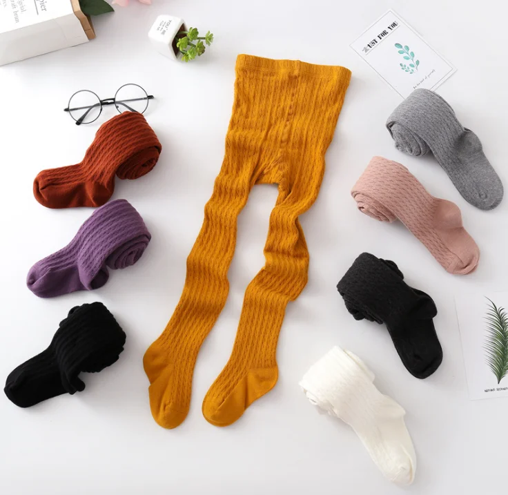 Girls Cable Knit Cotton Tights Sock 
