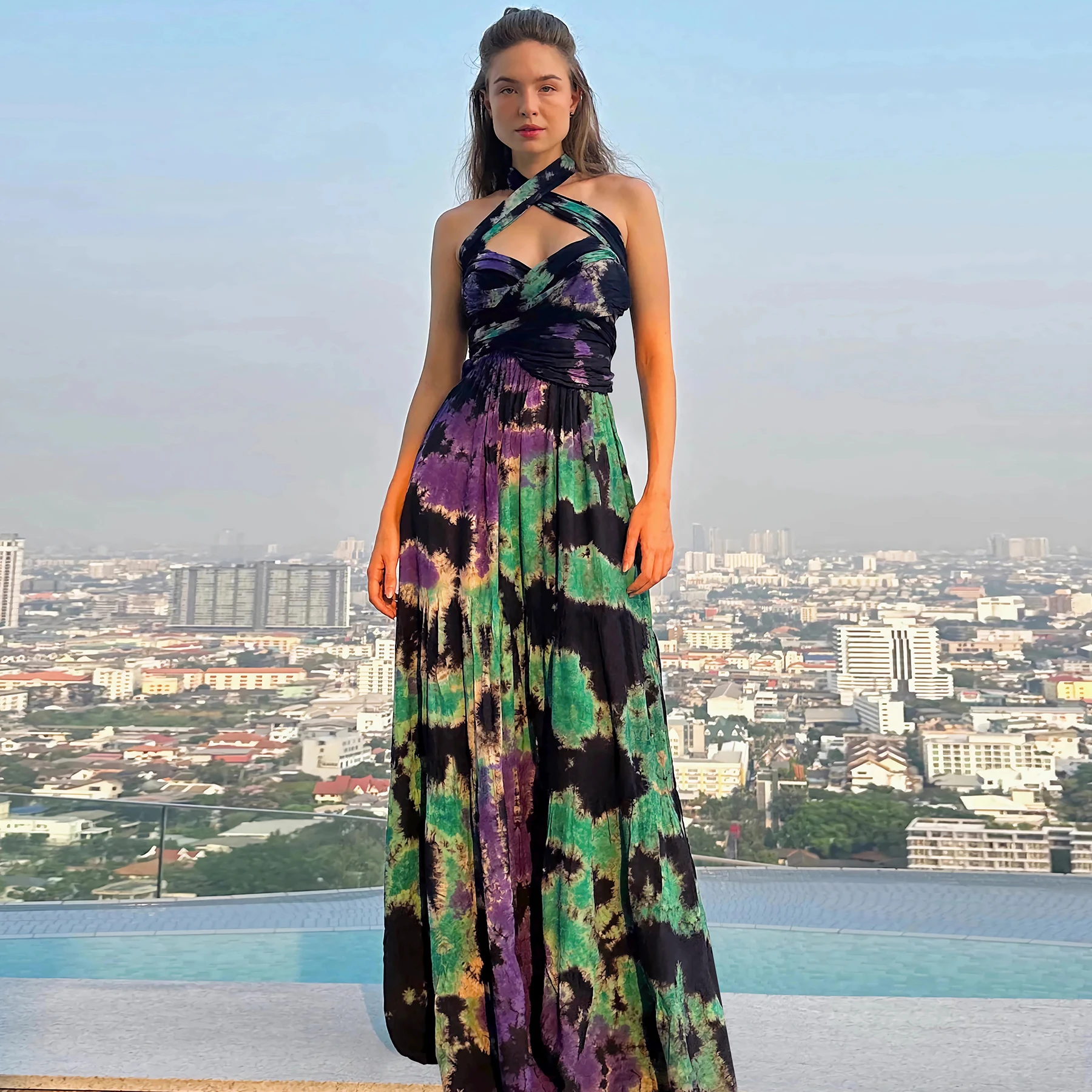 Turquoise Long Convertible Infinity Multi Way Wrap Beach Dresses for Party