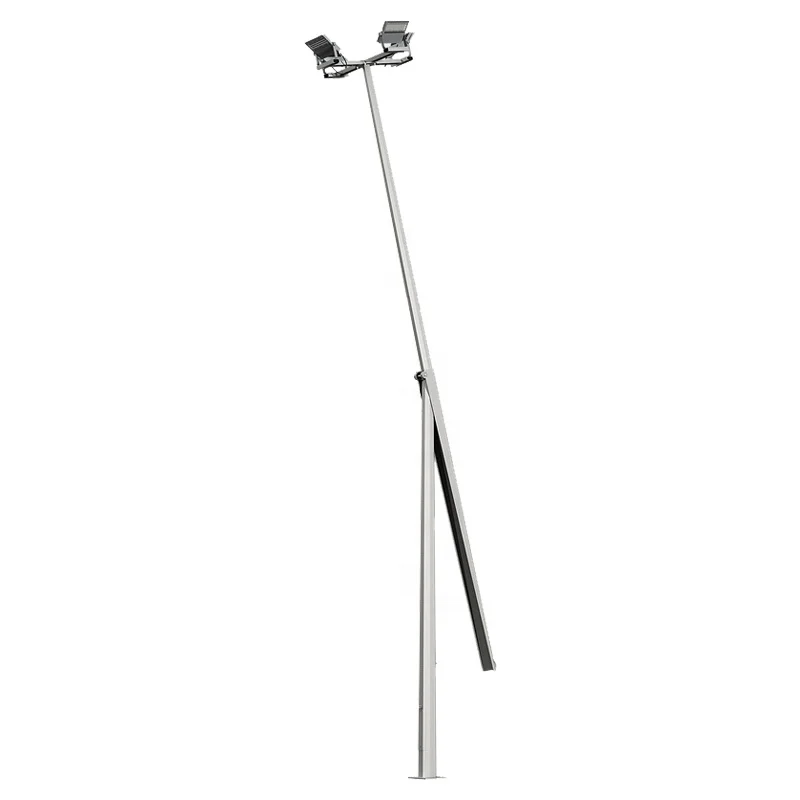 Factory Customization 6m 8m 9m 10m Round Tapered Mid Hinged Galvanized Steel Lamp Pole Outdoor Folding Solar Street Light Pole