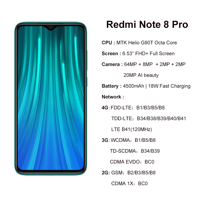 Xiaomi Redmi Note Pro Smartphone, 8GB RAM, 128GB ROM, 64MP