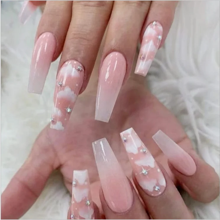 Naixi Nails Factory Supply Luxury Long Natural Ballerina French Nails  Coffin Full Cover Press On Artificial Finger Fake Nails - Buy Long  Ballerina Nails,Fake Nails,Press On Nails Product on 