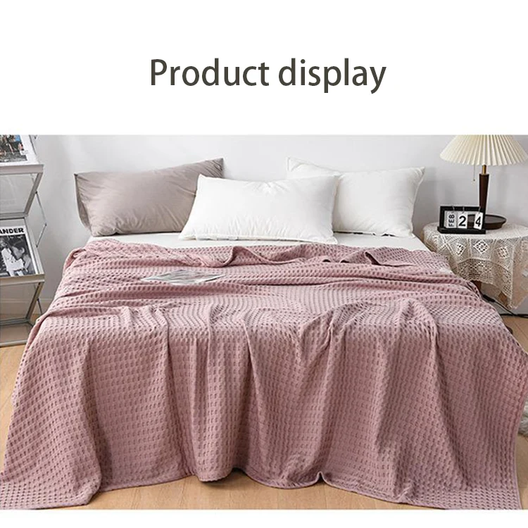 2024 spring cotton solid color sofa cover Waffle knitted thread blanket towelling blanket factory