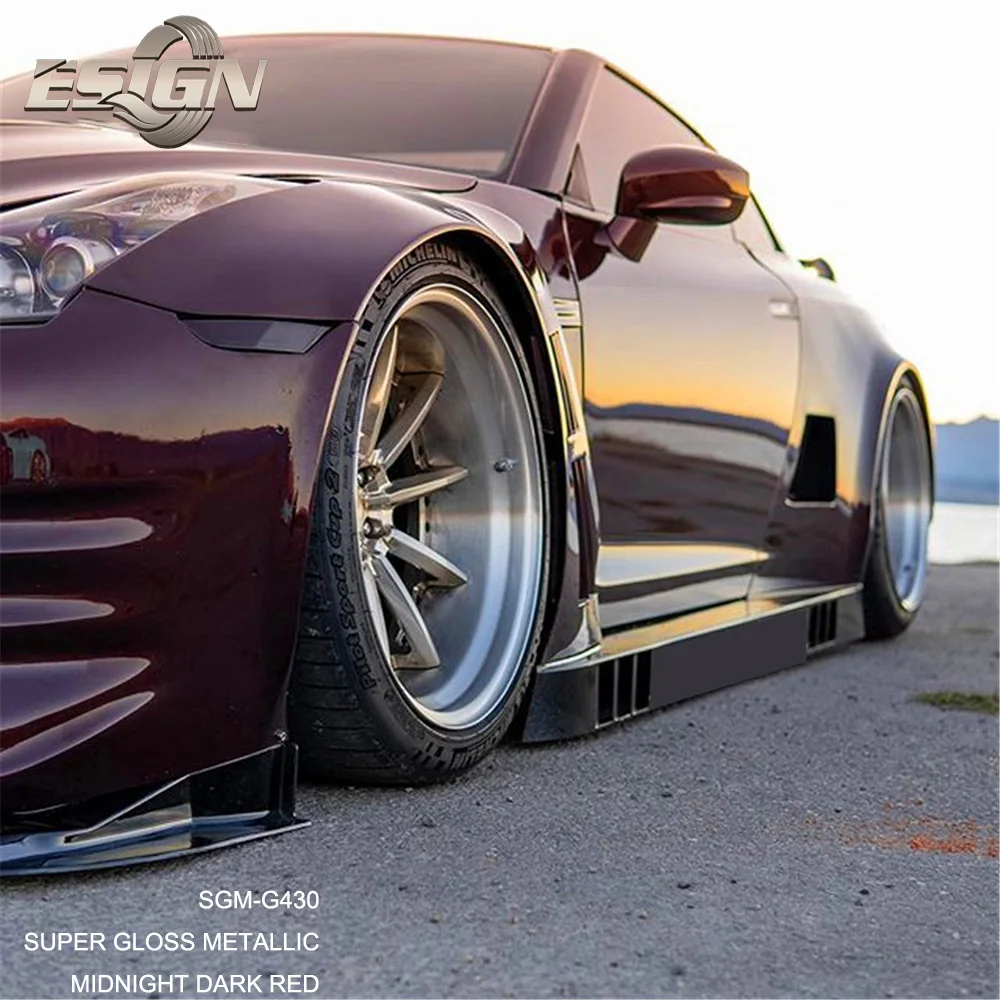 Super Gloss Metallic Midnight Dark Red Car Wrapping Vinyl
