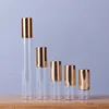 bouteille transparente avec bouchon doré