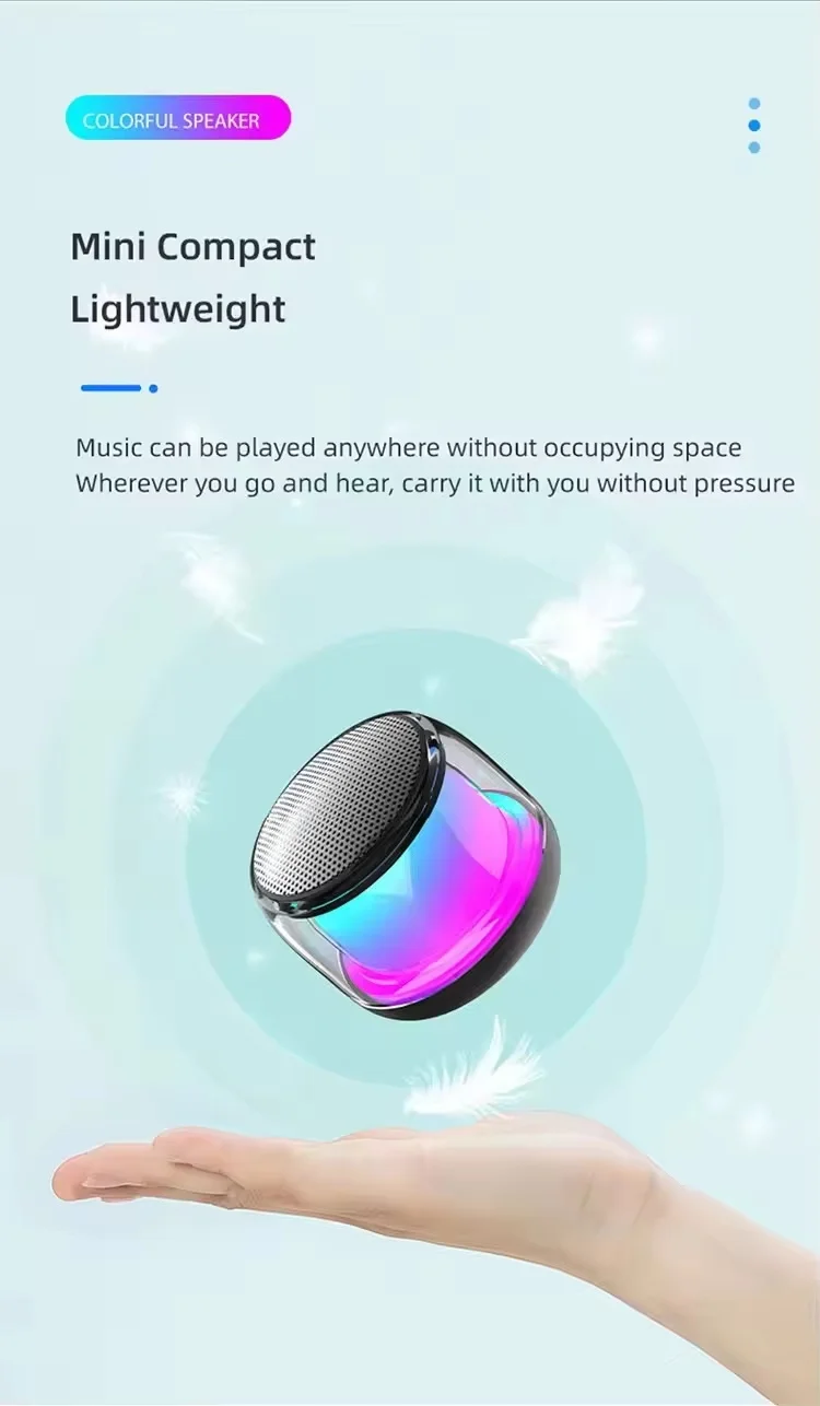 BT 5.0 Speaker Subwoofer Portable Player RGB Light Speaker Waterproof USB Outdoor Speaker