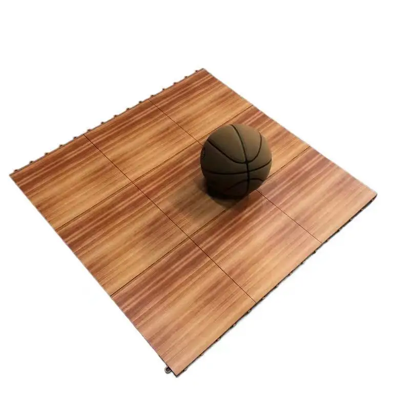 Wood Grain Indoor Pp Tiles Wood Look Color Basketball Court Tiles