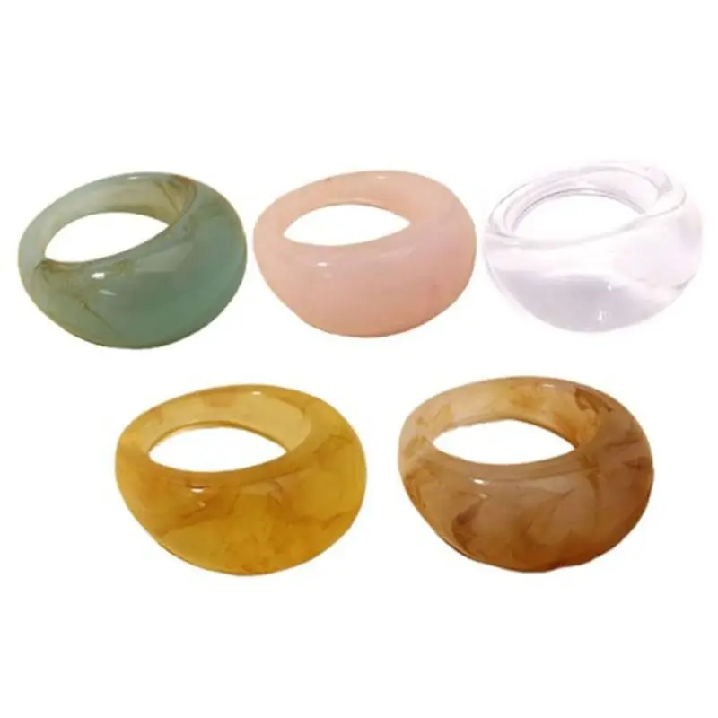 Wholesale Wholesale Spring Summer Y2k Chunky Resin Rings Fruit Resin rings  amber stackable clear resin ring For Women From m.