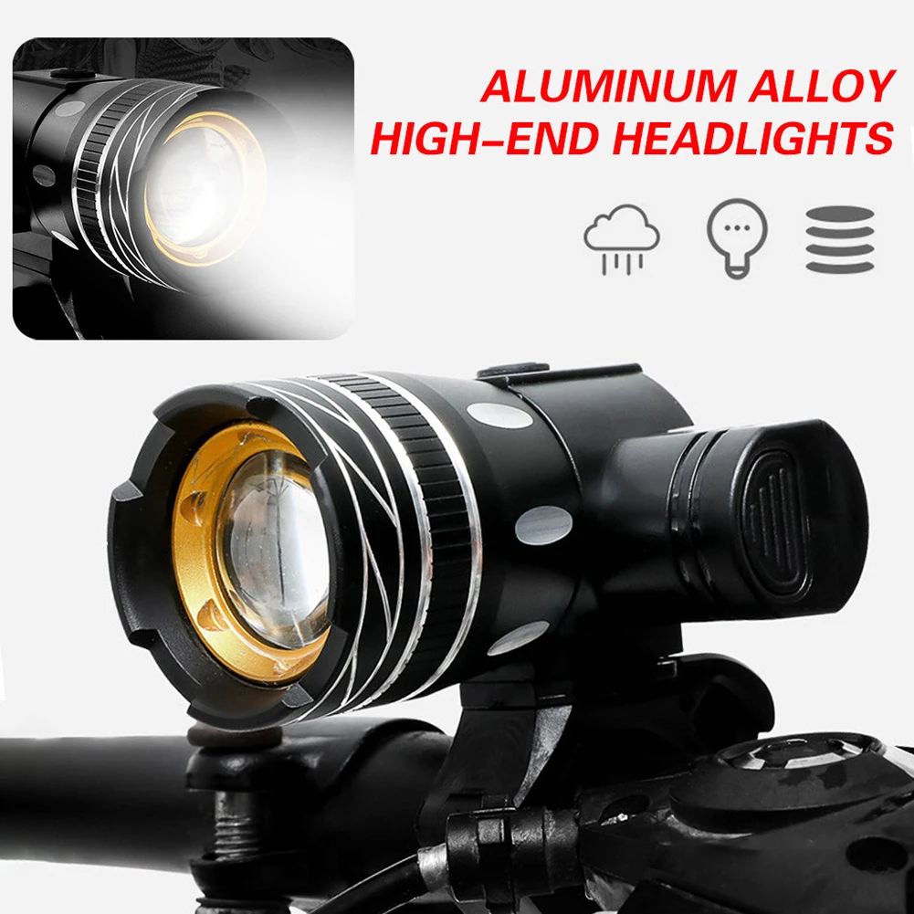 5000mAh Bicycle Led Light Front Zoom 800 Lumen T6 LED Bike Headlight USB Charge Flashlight Waterproof Lights For Bicycle factory