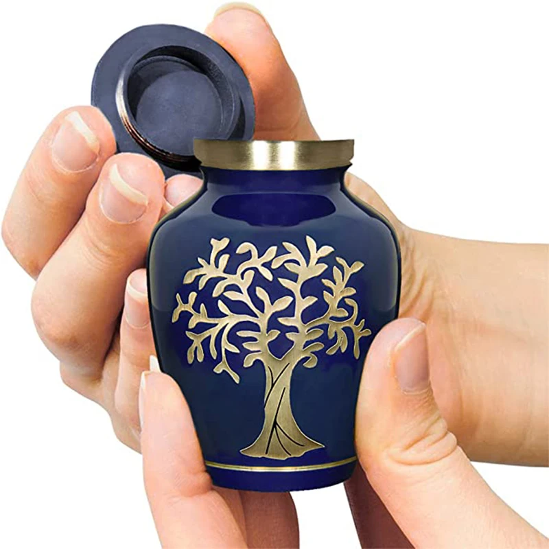 Tree of Life Blue Small Keepsake Urn for Human Ashes Mini Sharing Urns That Makes a Warm Resting Place for Your Loved One Lost