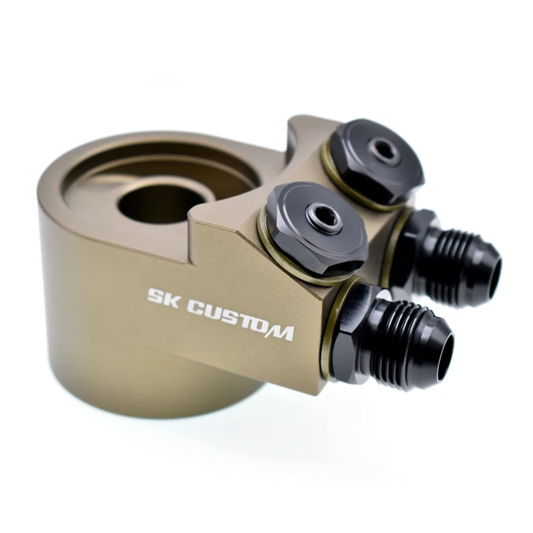 Universal Oil Cooler Filter Sandwich Plate With Thermostat and Adapter Threads AN8 Oil Filter Adapter