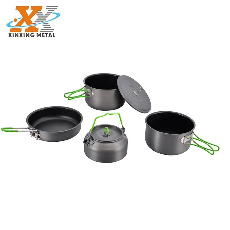 China Manufacturer Portable Camping Cookware Portable 5 Piece Cooking Pot Set factory