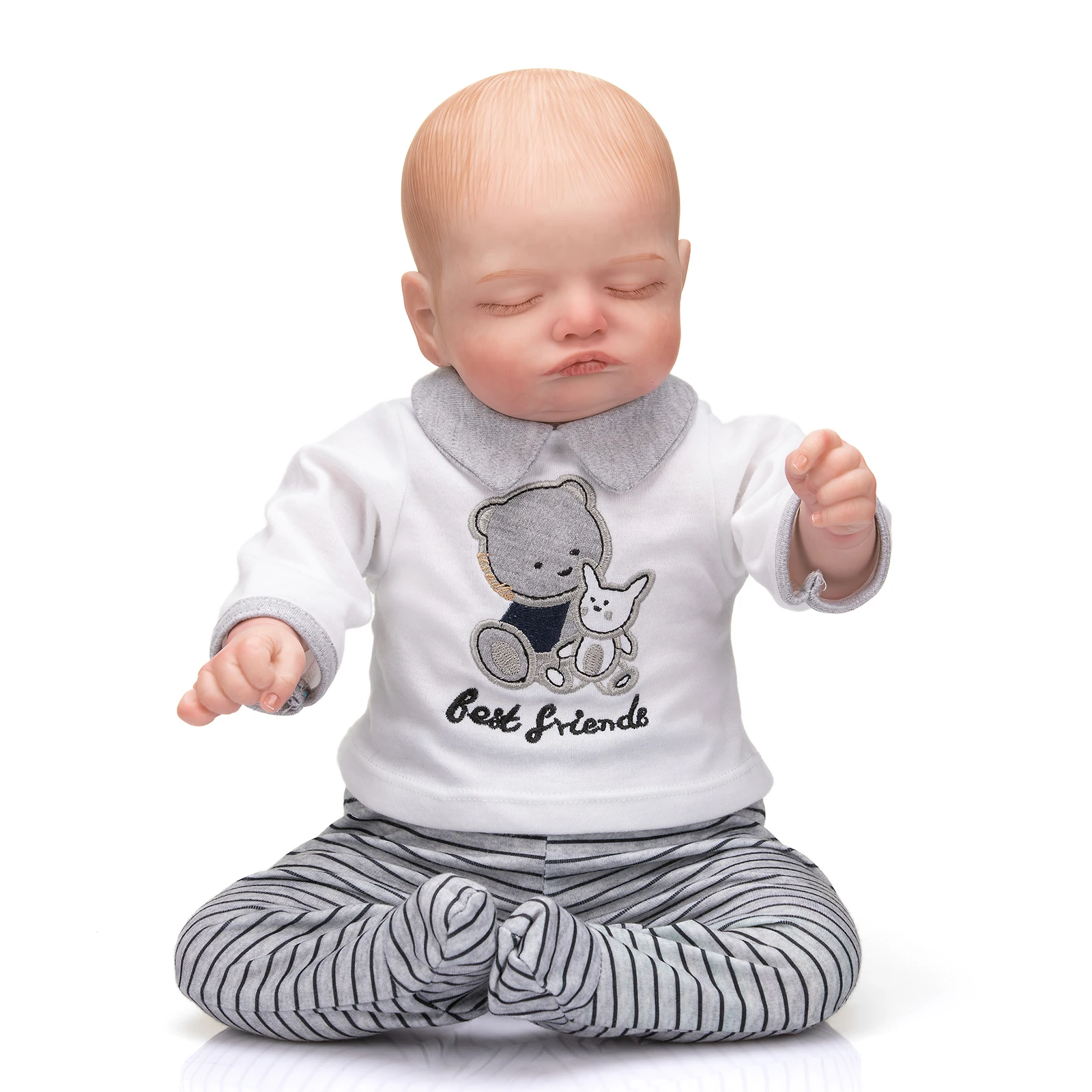 YANRU BéBé Reborn RéAliste, 18 Pouces 46 Cm BéBé Reborn En Silicone Realiste Tout Neuf Et De Haute Qualite Poupee Reborn Co Amz B