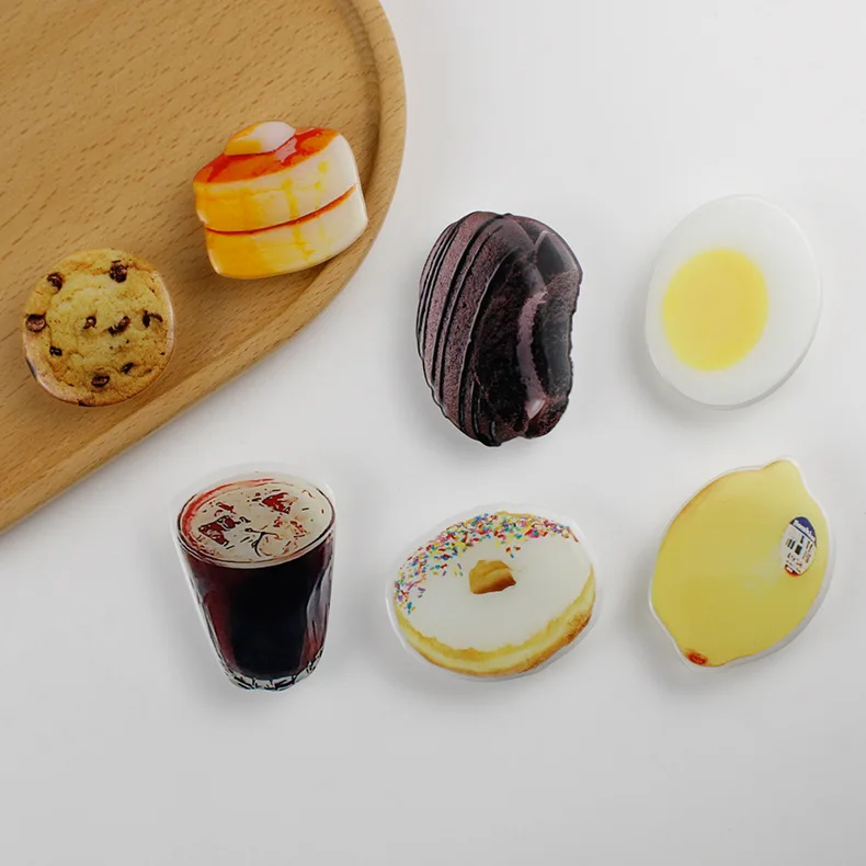 Simulation foods design acrylic phone holder custom your logo CMYK printing mobile phone grips details