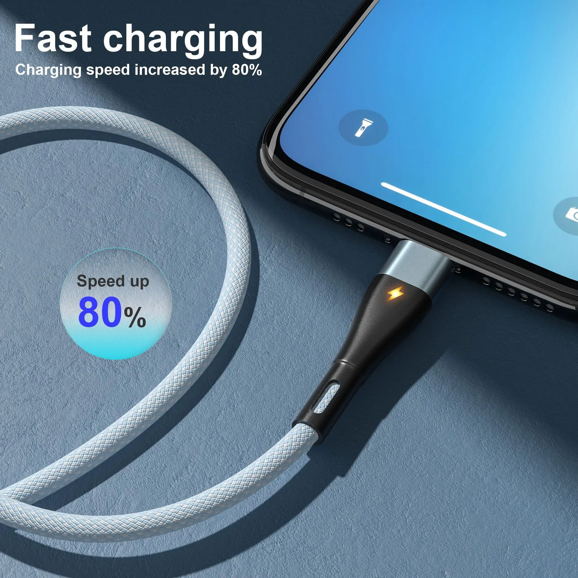 Factory Wholesale 3.1a Nylon Braided Usb Cable With Light Mobile Phone