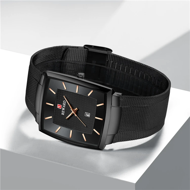 For Men REWARD 62009 Special Male Quartz Watch Activity Mesh Band Waterproof Auto Date Simple Business Watch Kit