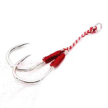 Lexin Luya Lead Fish Feather Double Hook Sea Fishing Strengthening Slow Shake Hook Sharp Not Easy Corrosion GZ013 Pack of 10 – Hooks – view 2
