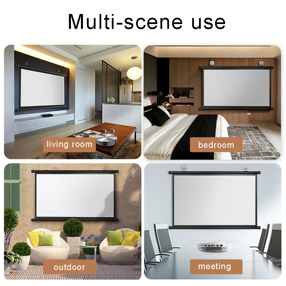 Presentation Equipment Everycom Projector Portable Screen 16:9 72 84 100 Inches ,with Bracket Curtain,Screen TV Home Backyard T