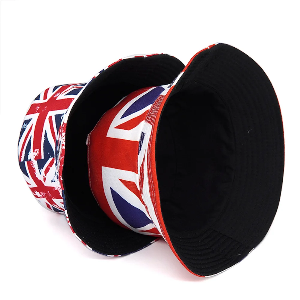 2023 Hot Sell Custom Printed British Union Jack Unisex Foldable Bucket