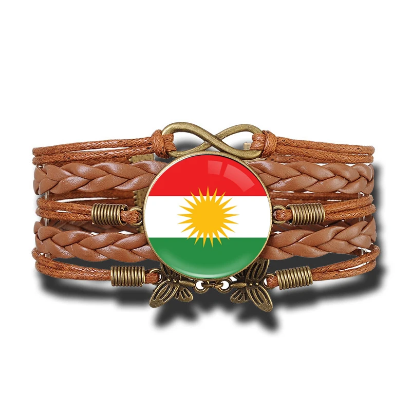 Collana Con Ciondolo Mappa Bandiera Del Kurdistan – Unisex, In Lega, Con Goccia Smaltata, Catena 45 Cm, Regalo In Argento