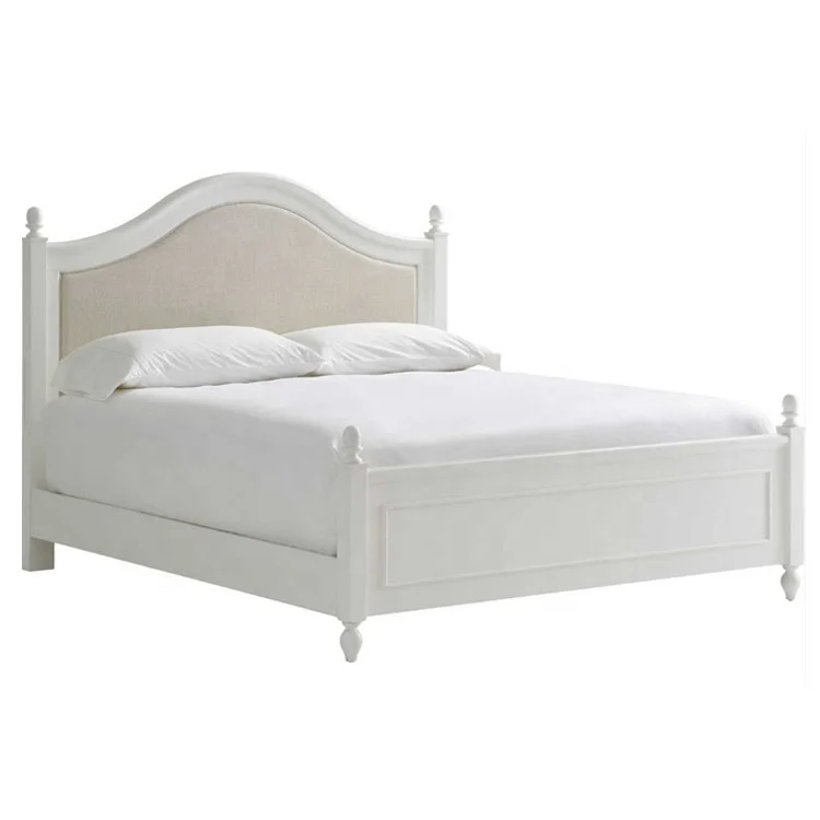 White solid wood king bed