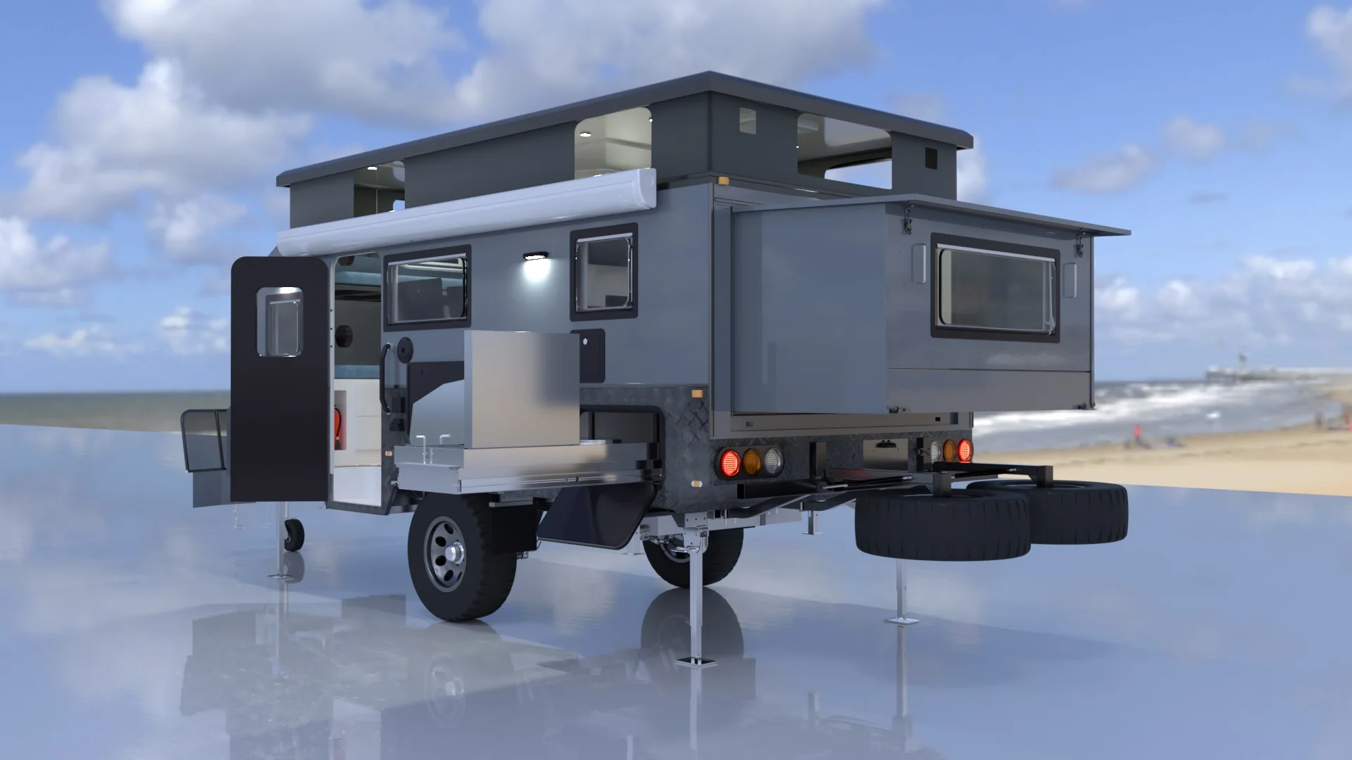 Ecocampor 15ft Hybrid RV Caravan Camper Trailer Van for Sale