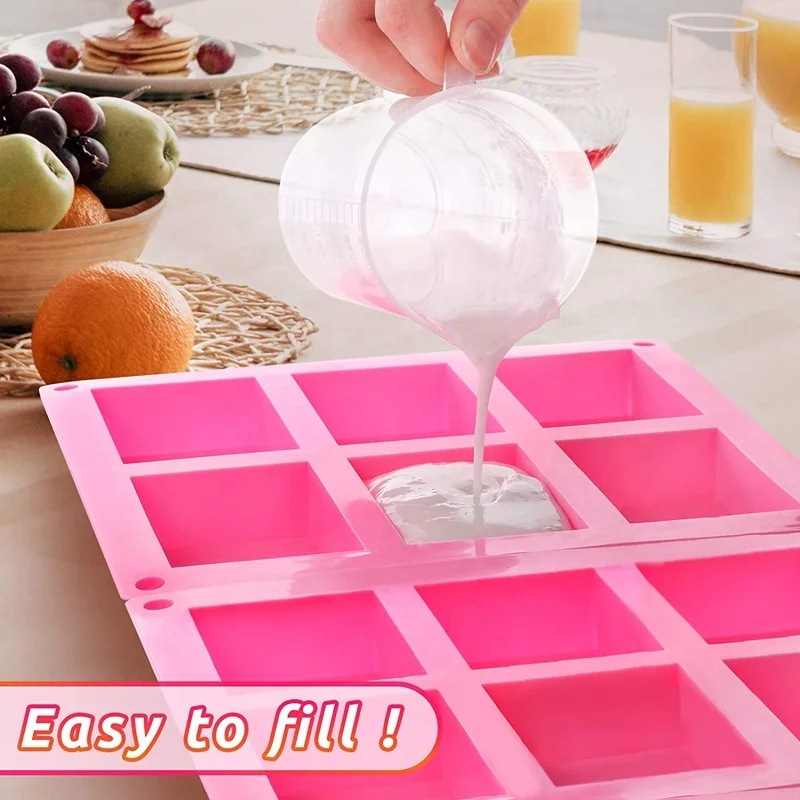6 Cavity Large Silicone Soap Molds for Homemade Craft-Reusable Non-Stick Soap Making Molds DIY Candle Chocolate Mold Baking Tool