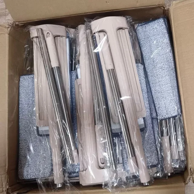 35 Degrees Lazy Hand Wash Flat Mop Set Steel Rod with Plastic Basket Dry and Wet Cleaning Energy-saving Rotary Mop Household