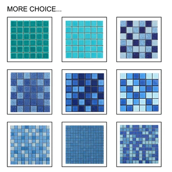 Colorize 300x300 mm Square Blue swimming pool glass mosaic tile hotel Rough nonslip pool glass mosaic