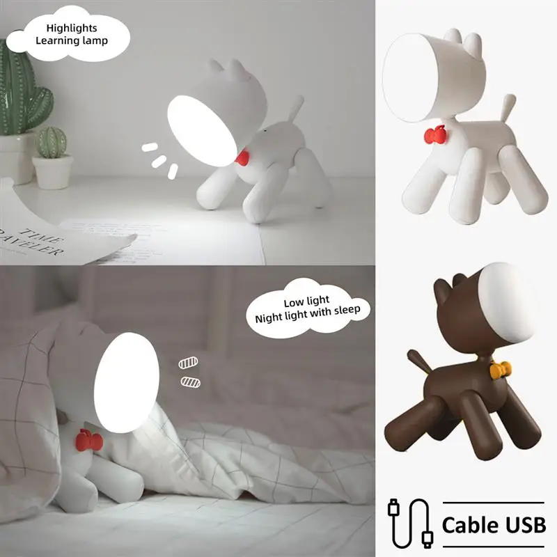 Novelty Table Lamps Restaurant Warm White Relax Atmosphere Usb Dog Rechargeable Desk Reading Lights