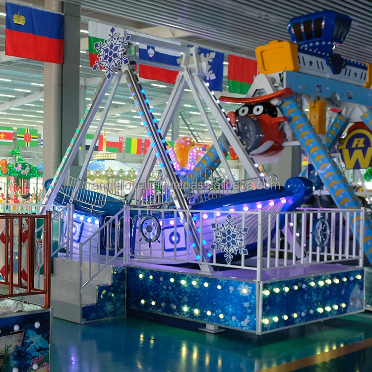 Children's Mini Pirate Ship Rotating Ride for Outdoor Theme Parks Durable Metal and Fiberglass Construction