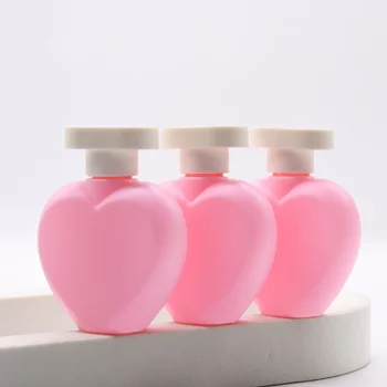 Matte Pink Heart Shape PET Cosmetic Bottle With Flip Top Cap Cosmetic Plastic Bottles