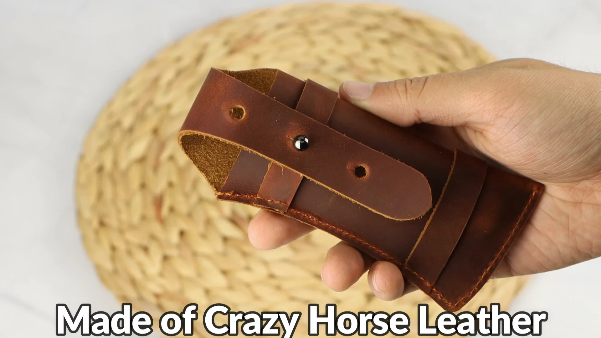 Outdoor Horizontal Carry Sheath Folding Knife Holder Belt Leather Knife