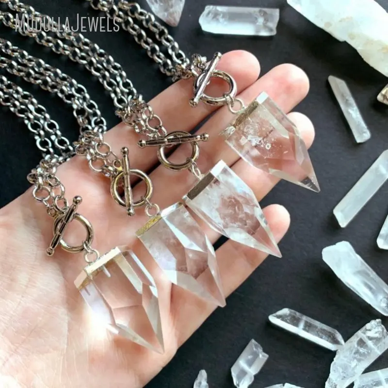 NM43757ゴールドまたはシルバーメッキのつけつららクォーツTバー