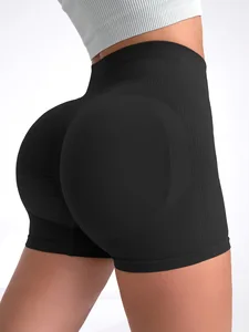 Custom Fabric Style Color Logo Seamless High Waist Quick-Drying Yoga Shorts Peach Butt Gym Short for Women