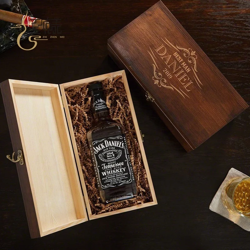 Wooden Liquor Bottle Gift Box - Unique Groomsmen Gift,Best Man Gift,Wedding Party Gift - Buy Wooden Wine Box,Wedding Party Gift,Wooden Wine Box ...
