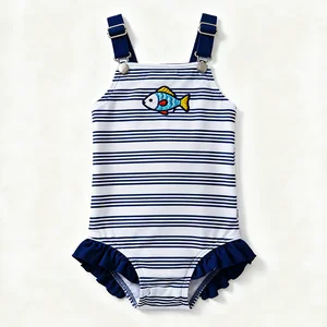 OEKO TEX Toddler Girl 1-Piece Swimsuit Infant Prints Sleeveless Ruffle Bathing Suit Recycled Fabric Baby Swimwear