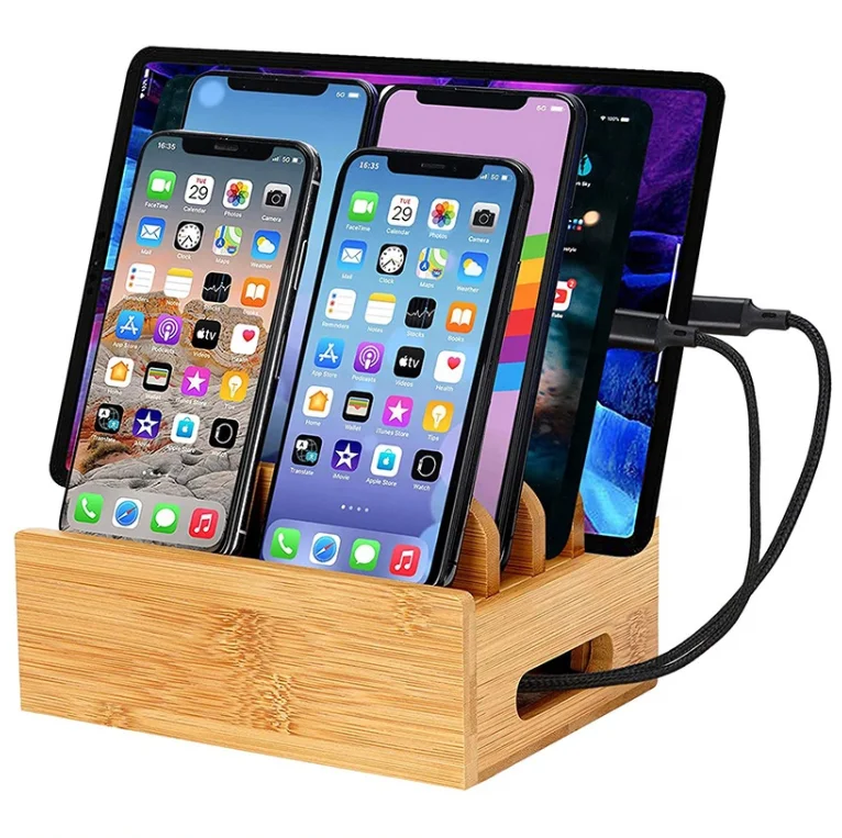 Custom Bamboo Charging Station Storage Holders Phone Stand Tablet Rack ...