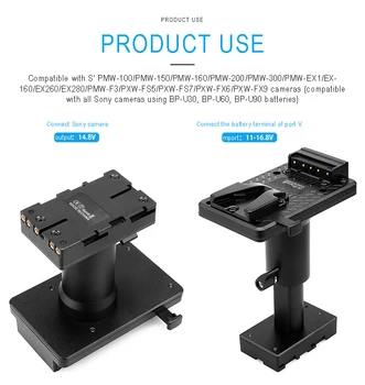 The V port battery to BP-U series converter adapter plate is suitable for Sony BP-U60_BP-U90 camcorders with extendable lenses. product image