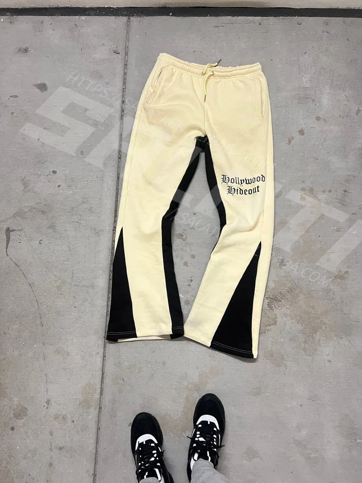 Salati Custom Flare Sweat Pants 100% Cotton French Terry Patchwork Heavyweight Loose Oversized Bootcut Flared Sweatpants Men gallery 7